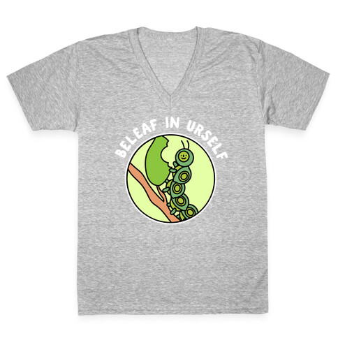 Beleaf In Urself Caterpillar  V-Neck Tee Shirt