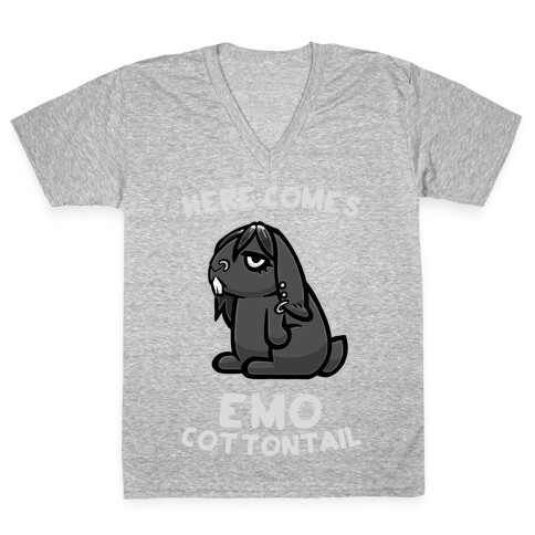 Here Comes Emo Cottontail V-Neck Tee Shirt