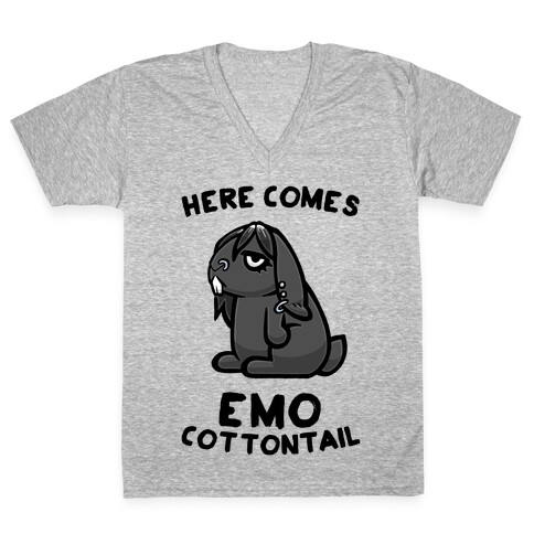 Here Comes Emo Cottontail V-Neck Tee Shirt