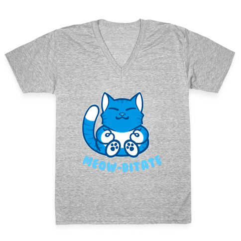 Meow-ditate V-Neck Tee Shirt