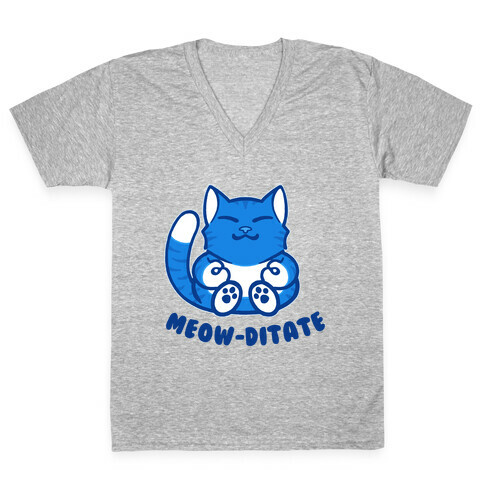 Meow-ditate V-Neck Tee Shirt
