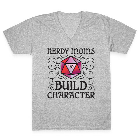 Nerdy Moms Build Character V-Neck Tee Shirt