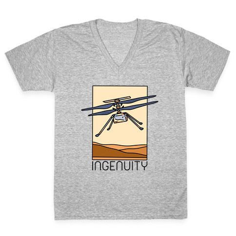 Ingenuity Mars Helicopter V-Neck Tee Shirt