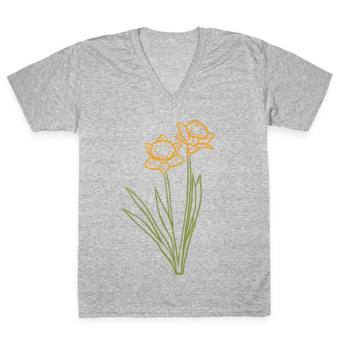 Simple Daffodils V-Neck Tee Shirt