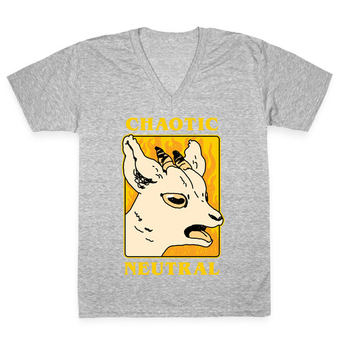 Chaotic Neutral Goat V-Neck Tee Shirt