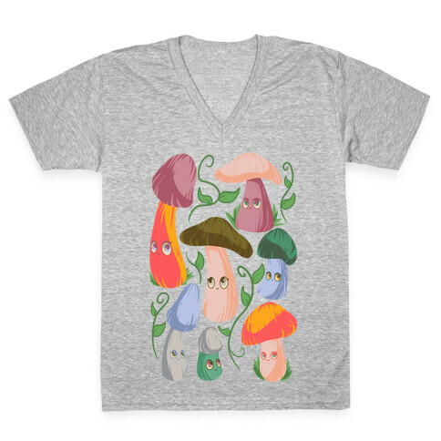 Kawaii Cottage Mushrooms V-Neck Tee Shirt