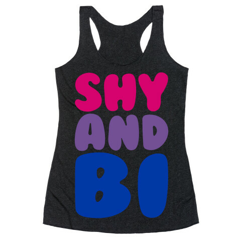 Shy And Bi White Print Racerback Tank Top