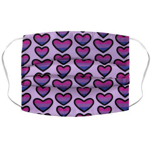 Bisexual Hearts Pattern Accordion Face Mask