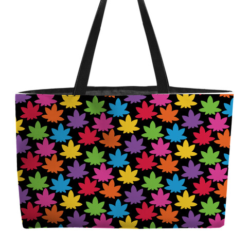 Rainbow Pot Leaf Pattern Weekender Tote