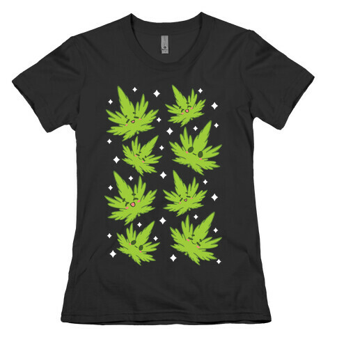 Kawaii Weed Leaves Womens T-Shirt
