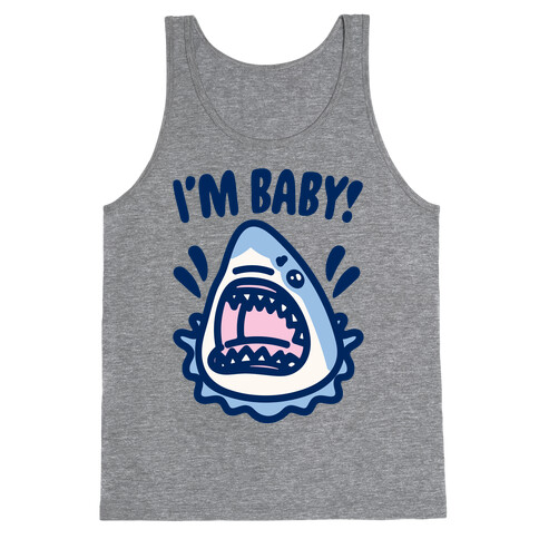 I'm Baby Shark White Print Tank Top