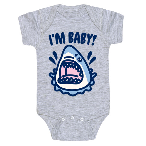 I'm Baby Shark White Print Baby One-Piece