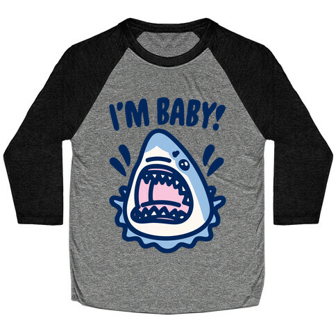 I'm Baby Shark White Print Baseball Tee