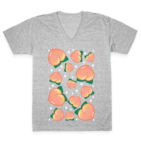 Plump Peaches Pattern V-Neck Tee Shirt