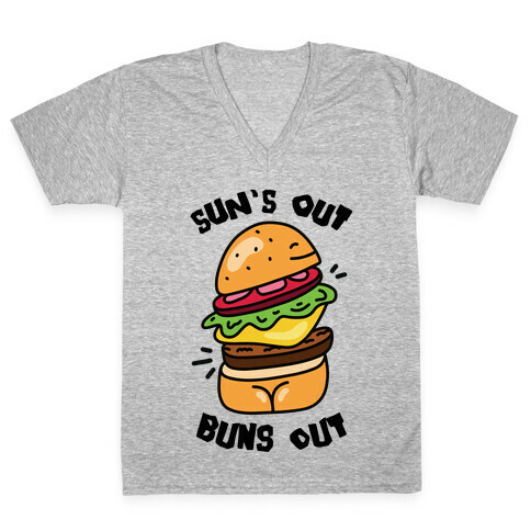 Sun's Out Buns Out (Burger Booty) V-Neck Tee Shirt