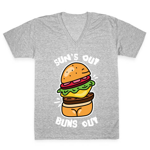 Sun's Out Buns Out (Burger Booty) V-Neck Tee Shirt