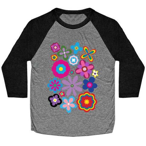 Hippie Pride Flower Pattern Baseball Tee