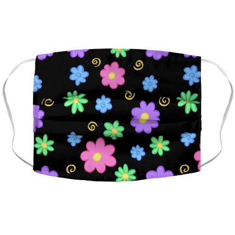 Doodle Flowers Black Accordion Face Mask