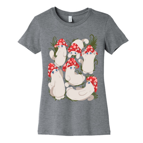 Mushroom Cats Pattern Womens T-Shirt