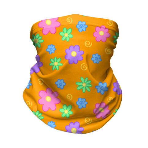 Doodle Flowers Orange Neck Gaiter