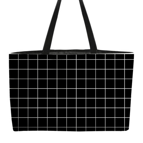 Black and White White Line Grid Design Weekender Tote