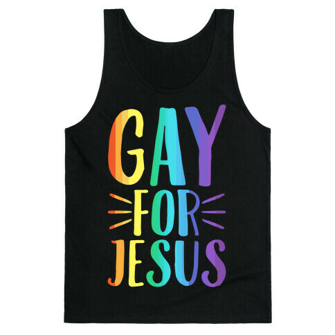 Gay For Jesus White Print Tank Top