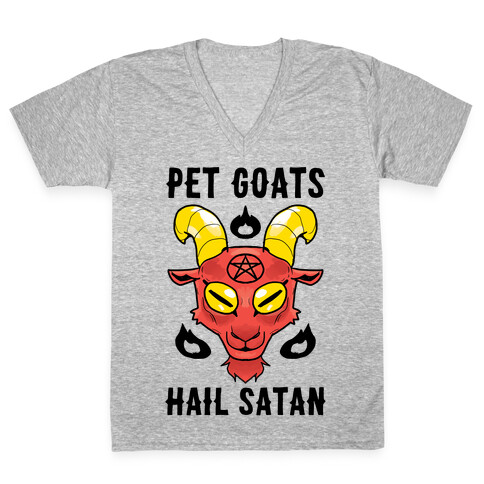 Pet Goats Hail Satan V-Neck Tee Shirt