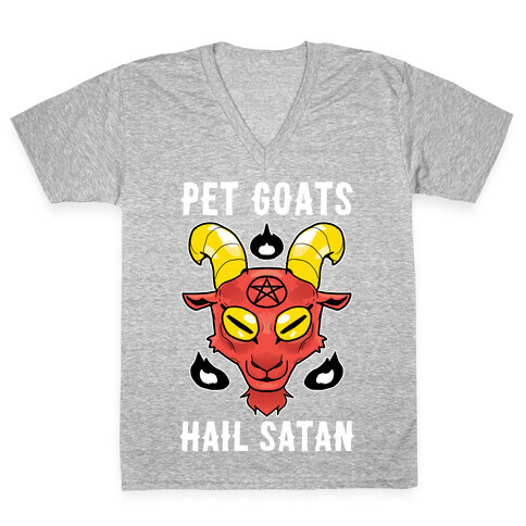 Pet Goats Hail Satan V-Neck Tee Shirt