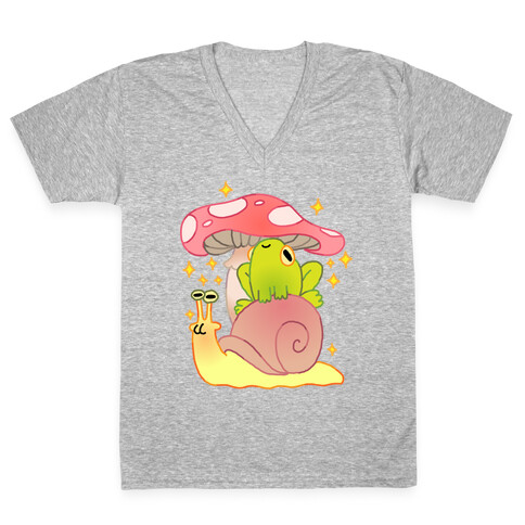 Cute Snail & Frog V-Neck Tee Shirt