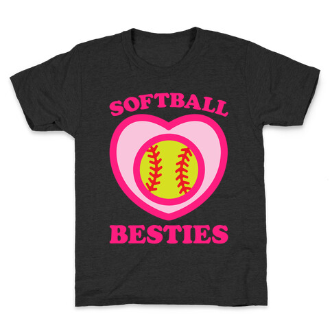 Softball Besties White Print Kids T-Shirt