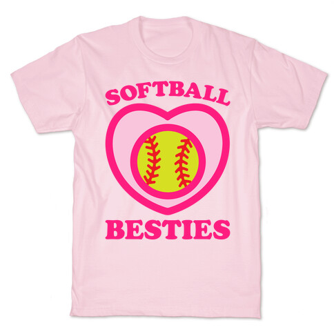 Softball Besties White Print T-Shirt