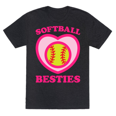 Softball Besties White Print T-Shirt