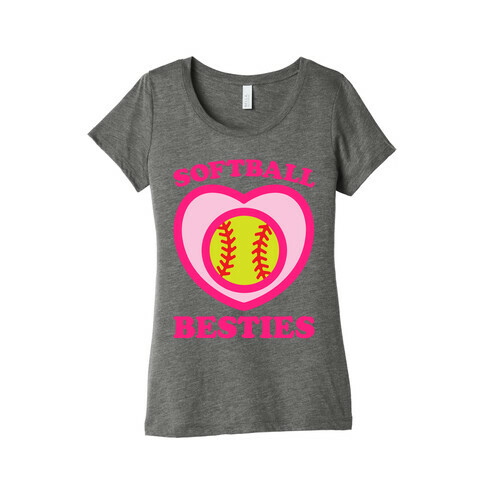 Softball Besties White Print Womens T-Shirt