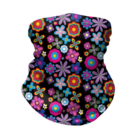 Hippie Pride Flower Pattern Neck Gaiter