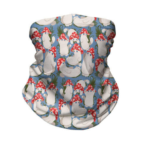 Mushroom Cats Pattern Neck Gaiter