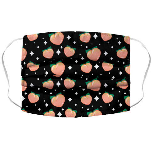 Peaches N' Sparkles Pattern Black Accordion Face Mask