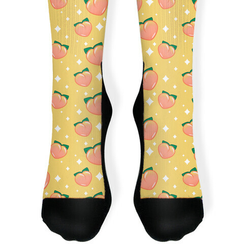 Peaches N' Sparkles Pattern Yellow Sock