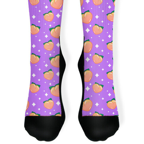 Peaches N' Sparkles Pattern Purple Sock