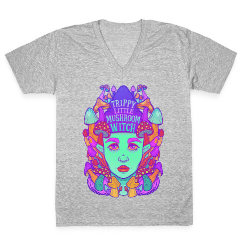 Trippy Little Mushroom Witch V-Neck Tee Shirt