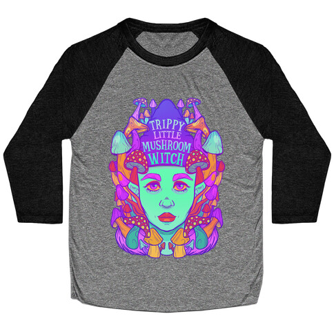 Trippy Little Mushroom Witch Baseball Tee