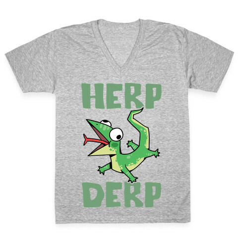 Herp Derp Derpy Lizard V-Neck Tee Shirt
