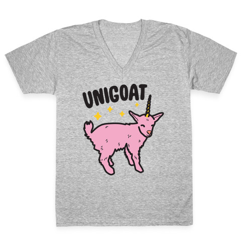 Unigoat Goat Unicorn V-Neck Tee Shirt