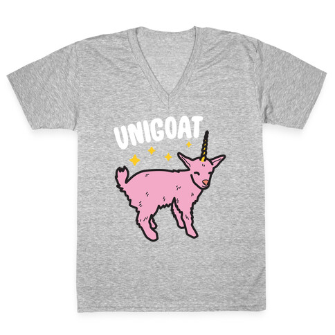 Unigoat Goat Unicorn V-Neck Tee Shirt