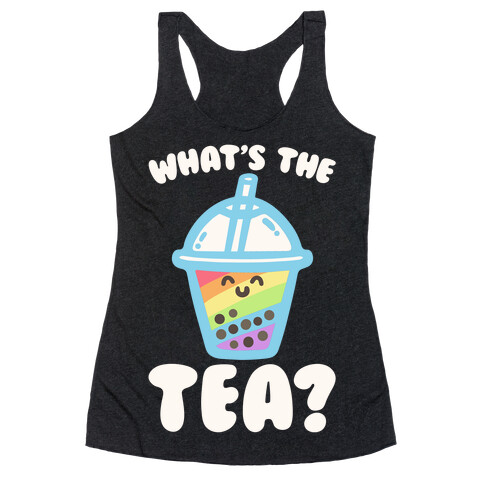 What's The Tea Bubble Tea White Print Racerback Tank Top