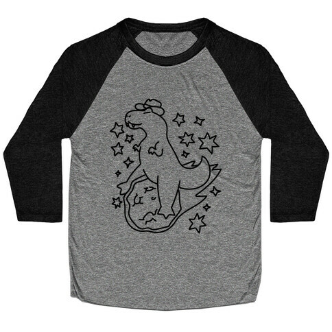 T-Rex Riding a Meteor Baseball Tee