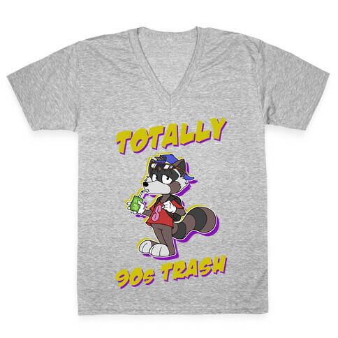 Totally 90's Trash Raccoon V-Neck Tee Shirt