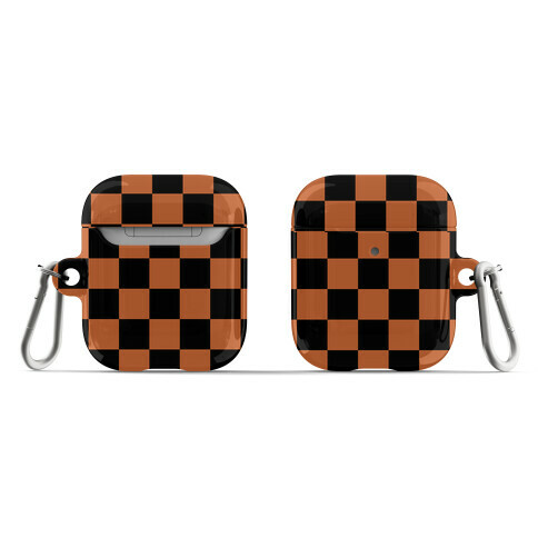 Checkered Black and Rust Orange AirPod Case