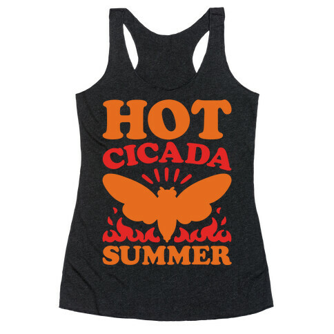 Hot Cicada Summer Parody White Print Racerback Tank Top