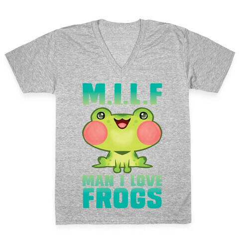 MILF Man I Love Frogs V-Neck Tee Shirt
