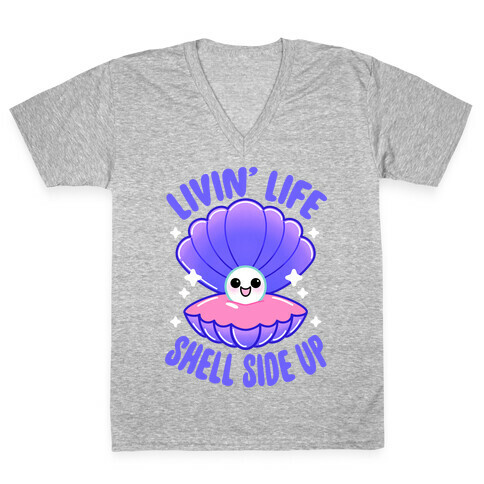 Livin' Life Shell Side Up V-Neck Tee Shirt